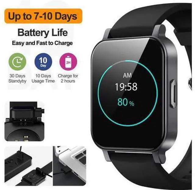 Main image of Eurans Smart Watch 41mm, Full Touchscreen Smartwatch, Fitness Tracker with Heart Rate Monitor & SpO2, IP68 Waterproof Pedometer Watch for Women Men Compatible with iOS & Android Phones