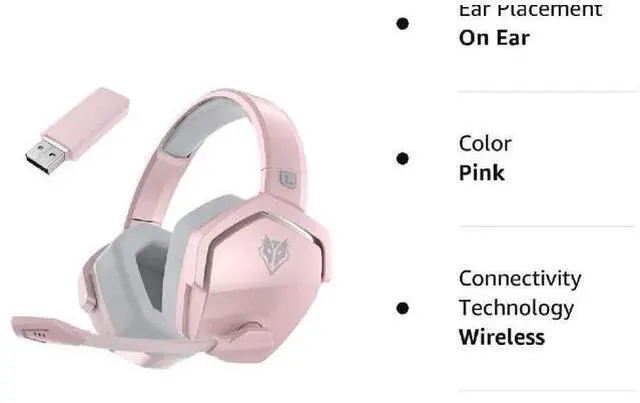 Main image of Corn G06 Wireless Gaming Headset for PS5, PS4, PC Games, 2.4GHz Ultra-Low Latency, Bluetooth 5.0, Soft Memory Earmuffs (Pink)