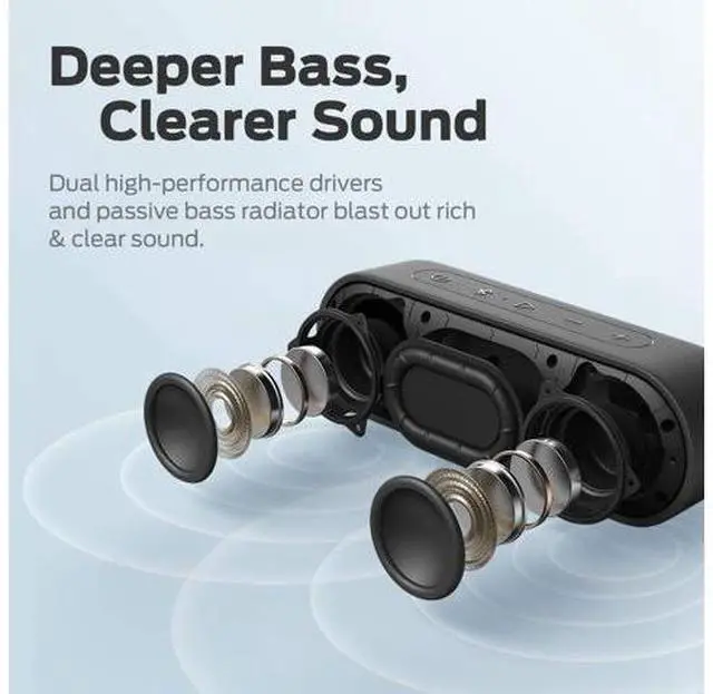 Main image of Tribit XSound Go Bluetooth Speaker - Speakers Bluetooth Wireless with Rich Bass, IPX7 Waterproof, 12W Powerful Sound, 24H Playtime, Portable Speaker with Built-in Mic & 66 ft Bluetooth Range, Black