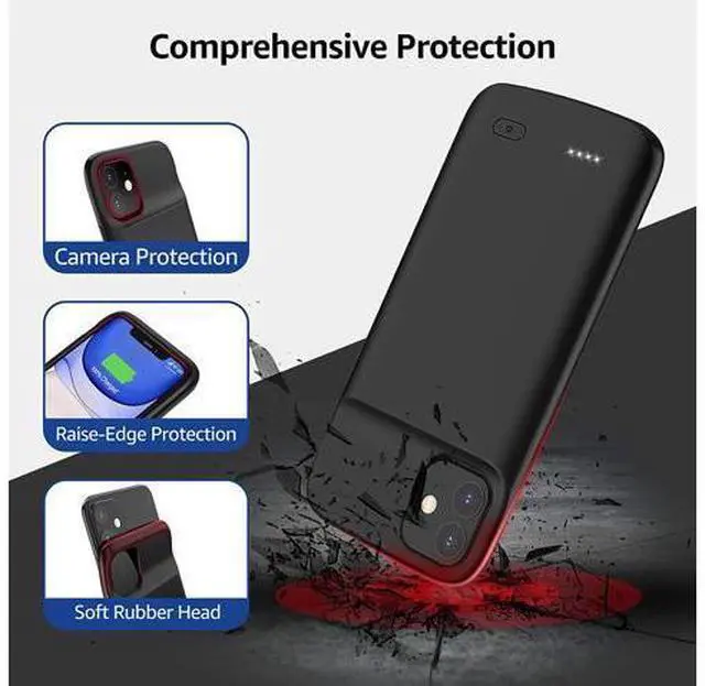 Main image of Battery Case for iPhone 11, OMEETIE Real 5000mAh Slim Portable Protective Charging Case Rechargeable Charger Case Only for iPhone 11 Compatible with Earphones (6.1 inch/Black)