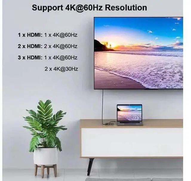 Main image of DisplayPort to 3 HDMI Splitter, DP 1.4 to HDMI Multi Monitor 3 Port Support Dual 4K@60Hz or One 4K@60Hz and Two 4K@30Hz Compatible Windows and Mac OS