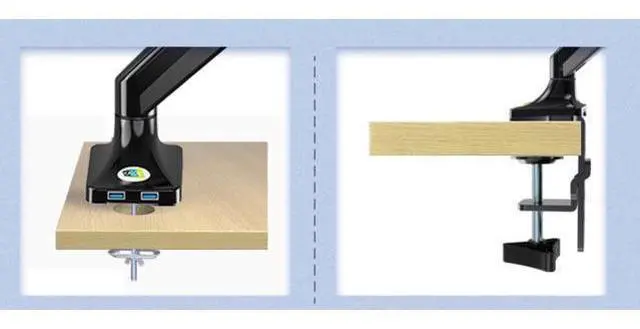 Main image of Single Monitor Mount, 13 to 32 Inch Gas Monitor Arm, Adjustable Stand, Mount with Clamp and Grommet Base - Fits up to 22 lbs LCD Computer Monitors with cable mangerment and USB C