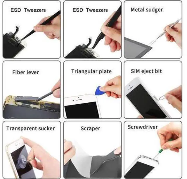 Main image of Professional Electronics Opening Pry Tool Repair Kit with Metal Spudger Non-Abrasive Carbon Fiber Nylon Spudgers and Anti-Static Tweezers for Cellphone iPhone Laptops Tablets and More, 20 Piece