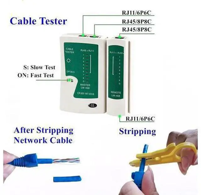 Main image of Rj45 Crimp Tool Kit Pass Through and Standard Cat6 Cat6A Cat5 Cat5e rj45 Crimping Tool with 50pcs rj45 Cat6 Pass Through Connectors, 20pcs Covers, 1 Network Cable Tester, 2 Wire Strippers, 1 Cutter