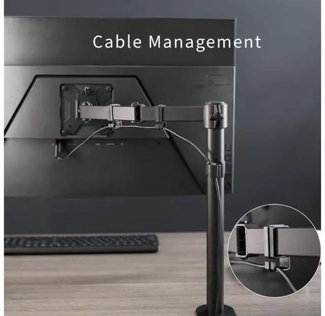Main image of Single Monitor Arm Desk Mount, Holds Screens up to 32 inch Regular and 38 inch Ultrawide, Fully Adjustable Stand with C-Clamp and Grommet Base, VESA 75x75mm or 100x100mm, Black