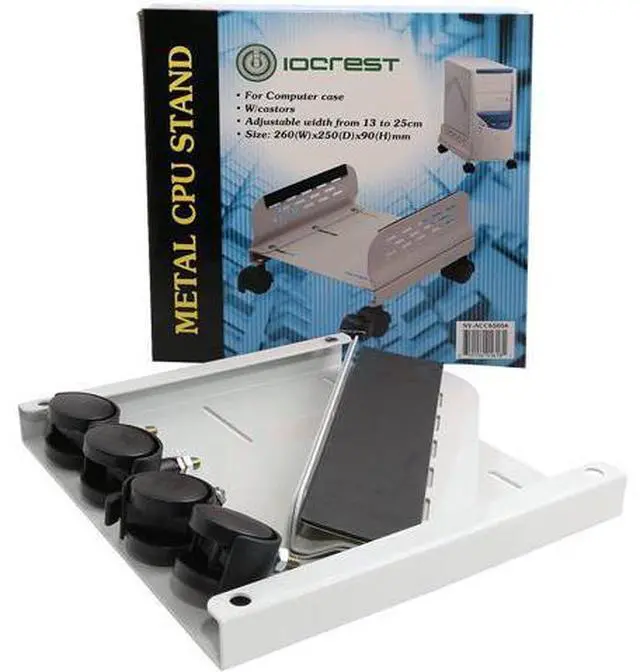 Main image of Computer Desktop Rolling Floor Stand Caster Wheels with Ventilation and Adjustable Width from 5 to 9 Inches