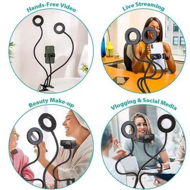 Main image of 3.5 Inch Dual Selfie Ring Light with Moible Phone & Webcam Holder, 3-Light Modes, 10 Brightness Levels, 2020 NexiGo LED Ringlight with Tripod Stand, for Live Streaming Makeup Video Conference