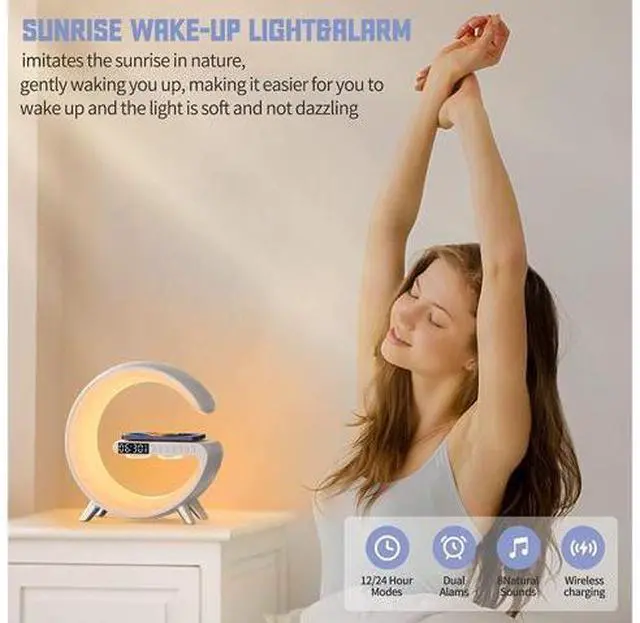 Main image of CORN 4 in 1 Wireless Charger Small Night Light,Bluetooth Speaker Alarm Clock, Wireless Charger Portable Bluetooth Speaker Light Smart Alarm Clock, Wireless Charging Nightstand Light