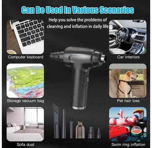 Main image of Air Duster & Vacuum Cleaner 2-in-1, Powerful 50000RPM Electric Compressed Cordless Air Duster for Computer Cleaning, 6000mAh Battery Powered, Car Computer Duster, Replaces Compressed Air Cans
