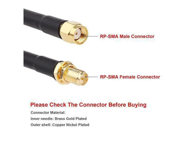 Alt view image 7 of 7 - 50ft RP-SMA Male to RP-SMA Female Coax Cable, XRDS -RF RG58 RP-SMA WiFi Antenna Extension Coax Cable for WiFi LAN Router Wireless Network Card Adapte