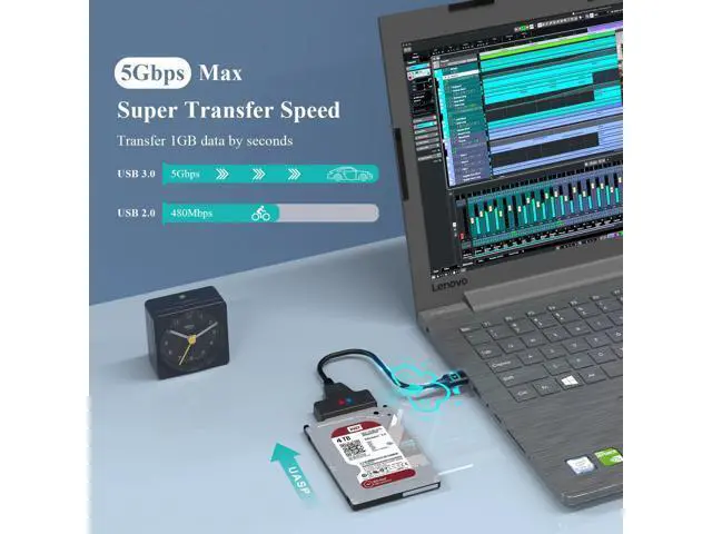Alt view image 7 of 7 - SATA to USB 3.0 Adapter Cable SSD and HDD Hard Drive Connector 5Gbps Support SATA III UASP SSD/HDD Data Transfer