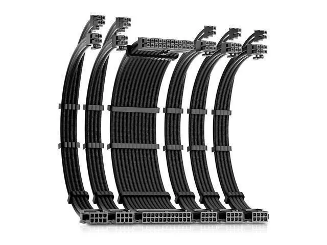 Alt view image 6 of 7 - Okinos Dual 4+4 Pin EPS PSU Cables, Cable Extension PC, 16 AWG, 1x24 Pin ATX / 2X(4+4) Pin EPS / 3X(6+2) Pin PCI-E, PSU Extension Cable Kit, 30cm Length, Black