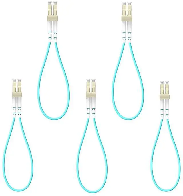 Main image of 5pack LC to LC OM3 10Gb Multimode Fiber Optic Loopback, Durable Pull Ring Design for Network Testing and Maintenance