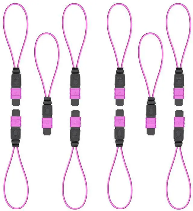 Main image of 10pack MPO 24-Core OM4 Multimode Fiber Loopback, Pull Ring Design for 10Gb/40Gb/100Gb Network Testing, Data Center & Telecom Maintenance