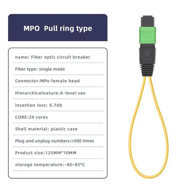 Alt view image 2 of 7 - MPO/APC 24-Core Single Mode Fiber Loopback, Pull Ring Design for High-Performance Network Testing and Maintenance