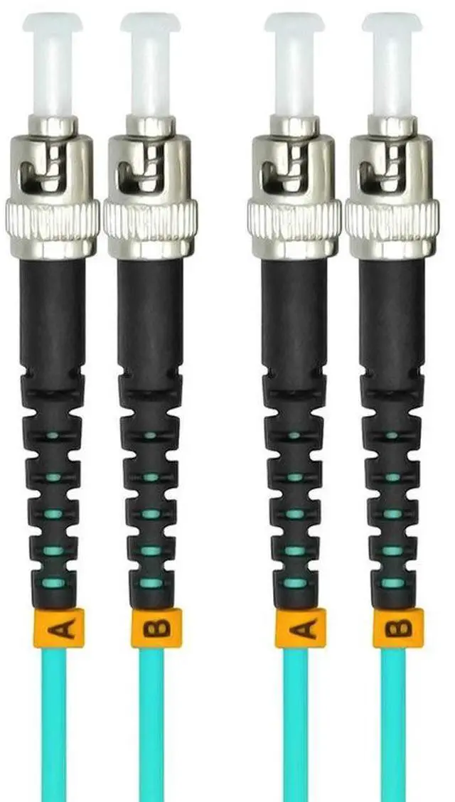 Alt view image 2 of 4 - 10 Meters 33ft ST to ST Duplex 50/125 10G OM3 Multi-Mode Fiber Optic Cable Jumper Optical Patch Cord ST-ST