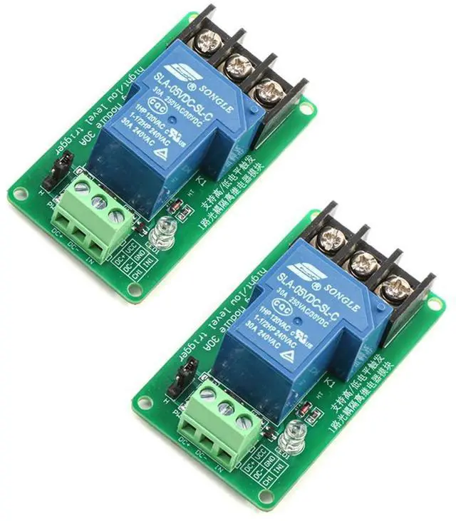 Main image of 2pcs 5V 30A One Channel Relay Module Optocoupler Isolation High and Low Trigger 5V