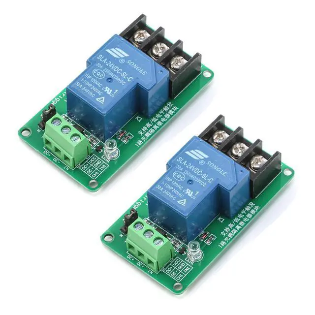 Alt view image 5 of 7 - 2pcs 24V 30A One Channel Relay Module Optocoupler Isolation High and Low Trigger 24V