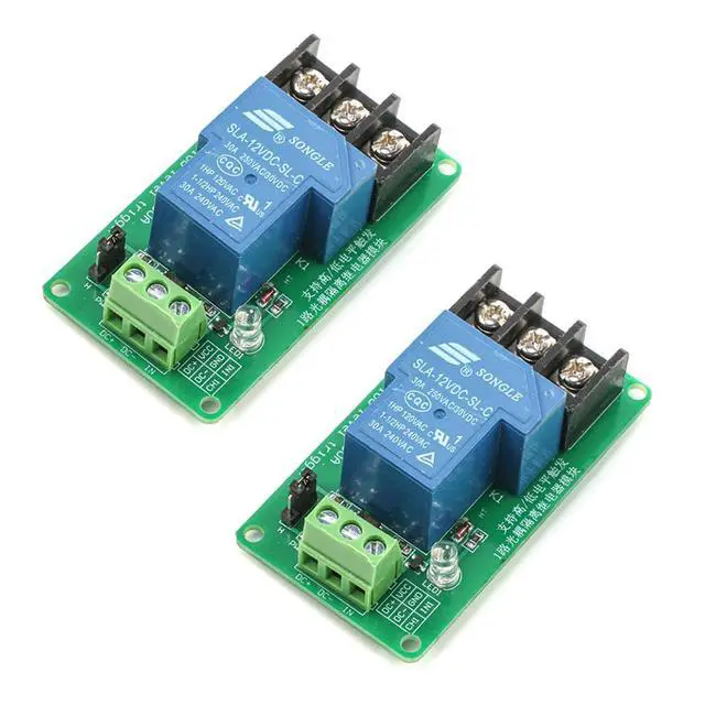 Alt view image 7 of 7 - 2pcs 12V 30A One Channel Relay Module Optocoupler Isolation High and Low Trigger 12V