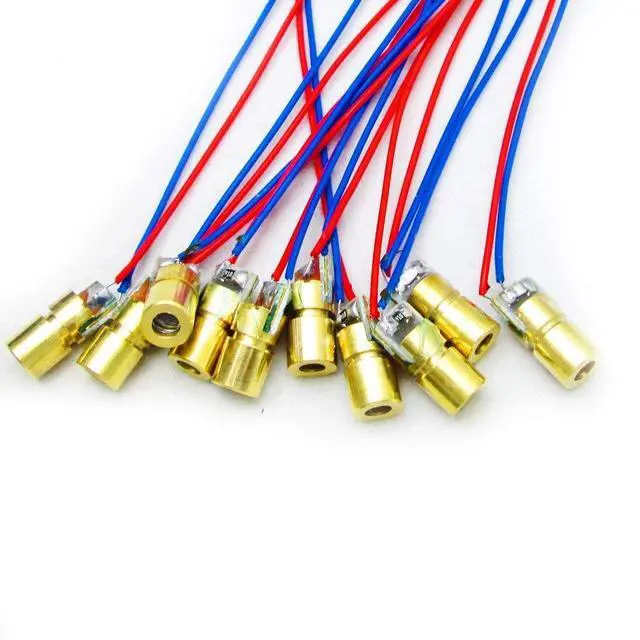 Alt view image 6 of 7 - 10pcs 5V 650nm 5mW Red Dot Laser Head Red Laser Diode Laser Tube with Leads Head Outer Diameter 6mm
