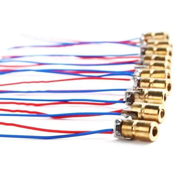 Alt view image 7 of 7 - 10pcs 5V 650nm 5mW Red Dot Laser Head Red Laser Diode Laser Tube with Leads Head Outer Diameter 6mm