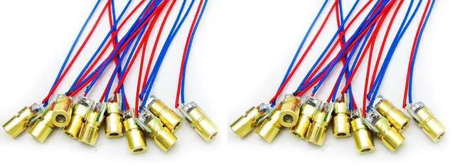 Alt view image 6 of 7 - 10pcs 5V 650nm 5mW Red Dot Laser Head Red Laser Diode Laser Tube with Leads Head Outer Diameter 6mm (Pack of 2)