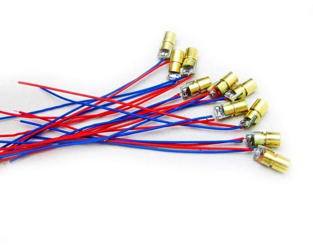 Alt view image 3 of 5 - 10pcs 5V 650nm 5mW Red Dot Laser Head Red Laser Diode Laser Tube with Leads Head