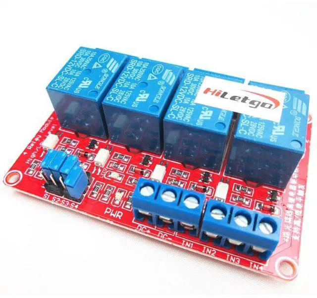 Main image of 12V 4 Channel Relay Module with OPTO-Isolated Support High and Low Level Trigger