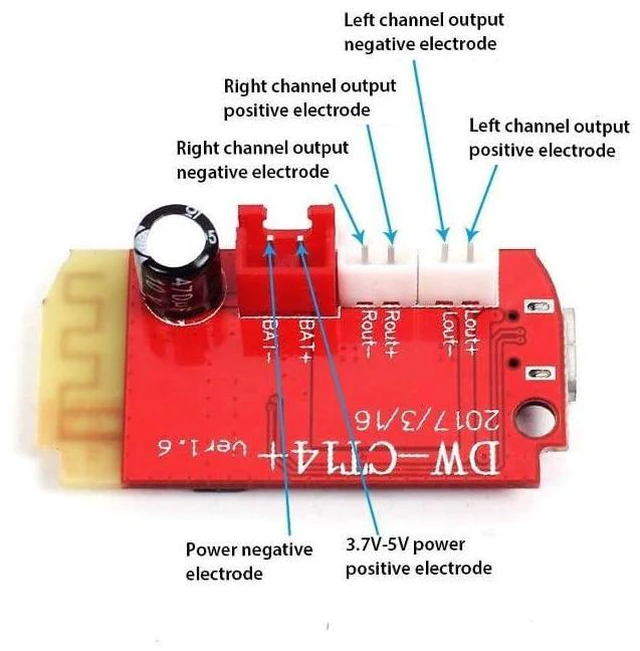 Alt view image 5 of 7 - 2pcs CT14 Stereo Bluetooth Amplifier Board 5V AMP F Class 5W+5W Amplifier Module