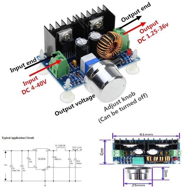 Alt view image 2 of 6 - 2pcs XL4016 DC-DC 4-40V to 1.25-36V Step Down Buck Converter Power Supply Module