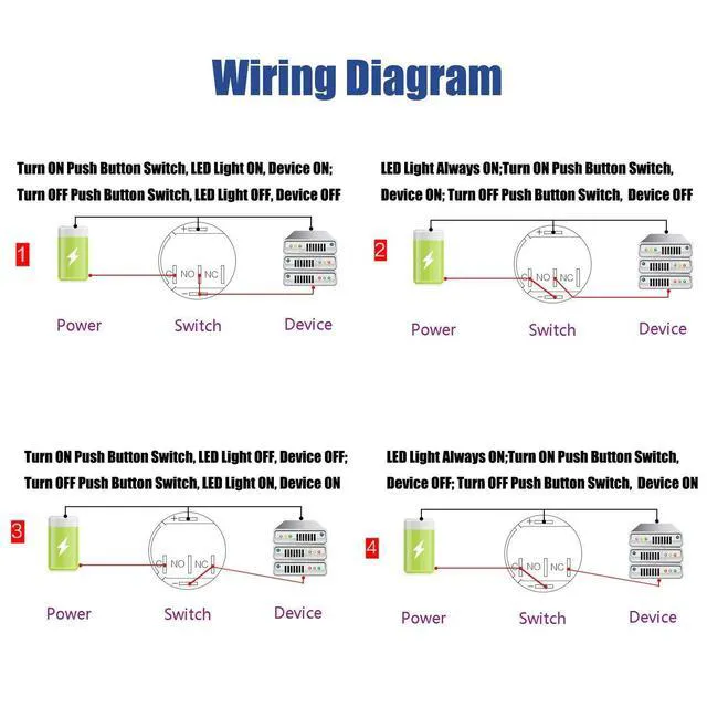 Alt view image 5 of 6 - Latching Pushbutton Switch 16mm 5/8" 12V-24V 5A Power Angel Eye LED Light Metal