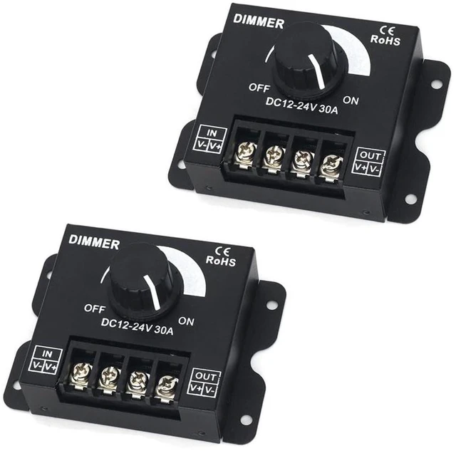Main image of 2-in-1 LED Dimmer Switch 12V-24V 30A 360W Adjustable Voltage Regulator Brightnes