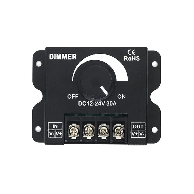 Alt view image 2 of 6 - 2-in-1 LED Dimmer Switch 12V-24V 30A 360W Adjustable Voltage Regulator Brightnes