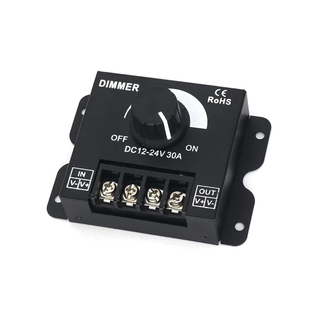 Alt view image 3 of 6 - 2-in-1 LED Dimmer Switch 12V-24V 30A 360W Adjustable Voltage Regulator Brightnes