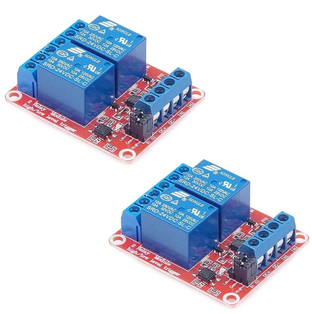 Main image of 2pcs DC 24V 2 Channel Relay Module with Isolated Optocoupler High and Low Level