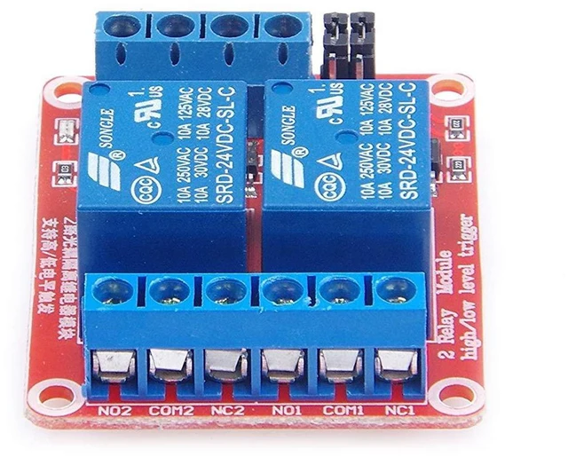 Alt view image 3 of 6 - 2pcs DC 24V 2 Channel Relay Module with Isolated Optocoupler High and Low Level