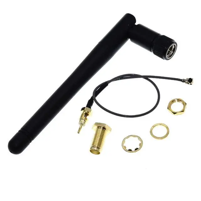 Alt view image 4 of 7 - 2pcs 2.4G WiFi Antenna SMA to U.FL-4 2.4GHz 3dBi Antenna U.fl-4 to RP SMA Male for ZigBee Router 90 Degrees Right Angle Folded Lead 15CM
