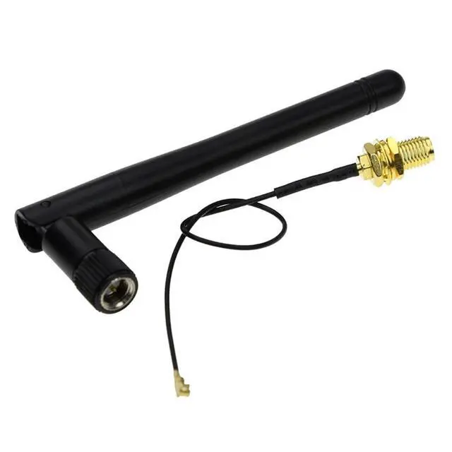 Alt view image 5 of 7 - 2pcs 2.4G WiFi Antenna SMA to U.FL-4 2.4GHz 3dBi Antenna U.fl-4 to RP SMA Male for ZigBee Router 90 Degrees Right Angle Folded Lead 15CM