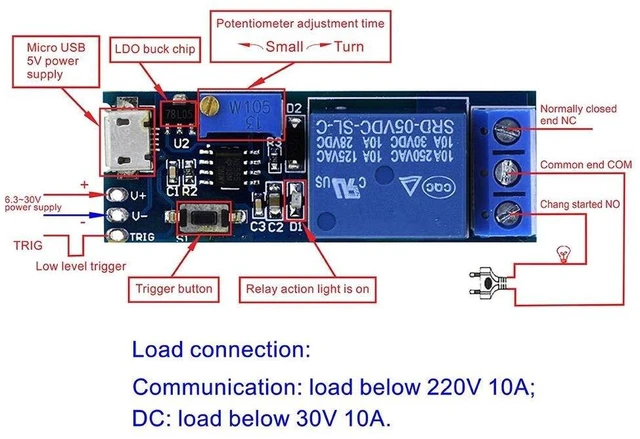 Alt view image 3 of 7 - 2pcs DC 5V Trigger Time Delay Switch Relay Module Adjustable Time Delay Control