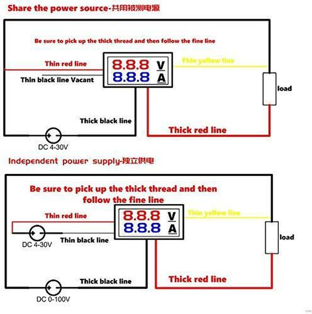 Alt view image 5 of 6 - 2pcs 0.28" Digital Voltmeter Ammeter DC 100V 10A Amp Voltage Current Meter Teste