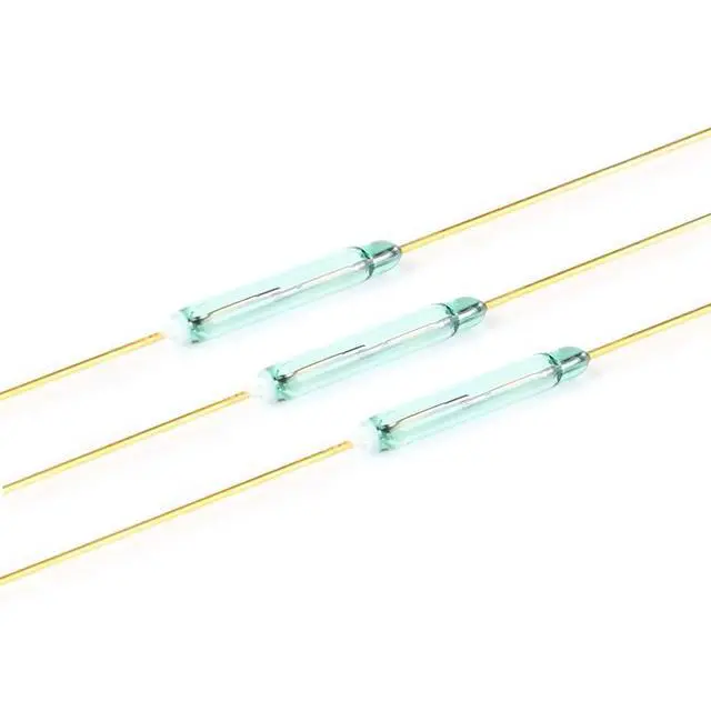 Alt view image 3 of 4 - 20Pcs MKA-14103 Reed Switch Gold Tone Leads Glass N/O 7-35AT 2 x 14mm Normally Open Magnetic Induction Reed Switch