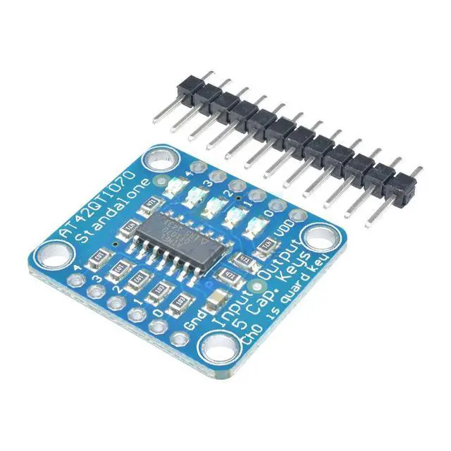 Alt view image 2 of 5 - AT42QT1070 Standalone 5 Keys Capacitive Touch Sensor Breakout Module 5-Pad Conductive Pad Mutiple Capacitive Touch Sensor Breakout Board DIY Electronic Indicator