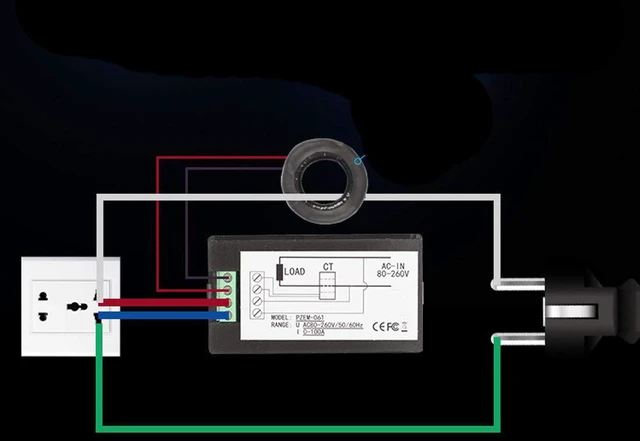 Alt view image 5 of 7 - Digital Multimeter AC 80-260V 100A PZEM-061 LCD Display Digital Current Voltage