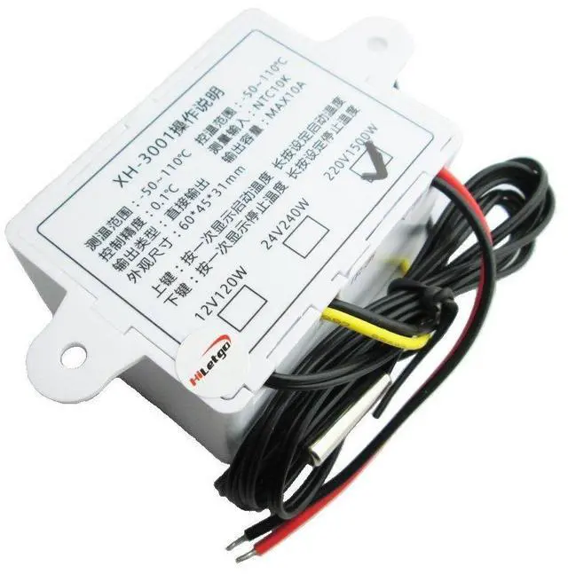 Alt view image 6 of 7 - 220V Digital LED Temperature Controller Thermostat Control Switch NTC 10K Probe XH-W3001