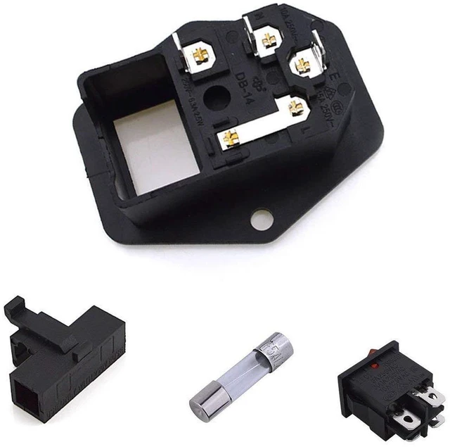 Alt view image 3 of 5 - 3pcs AC 250V 10A 3 Terminal Power Socket with Fuse Holder Case ON/OFF Switch Arc