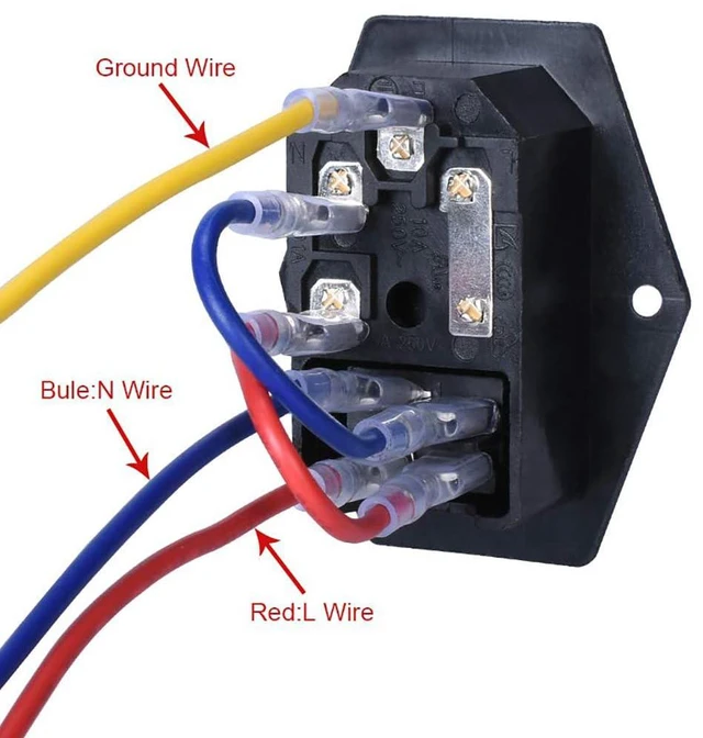 Alt view image 4 of 5 - 3pcs AC 250V 10A 3 Terminal Power Socket with Fuse Holder Case ON/OFF Switch Arc