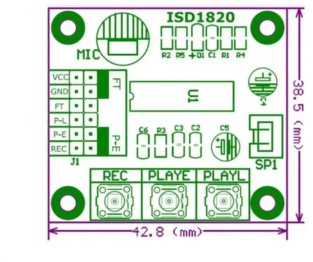 Alt view image 5 of 7 - 2pcs ISD1820 Recording Module Voice Module the Voice Board telediphone Module Bo