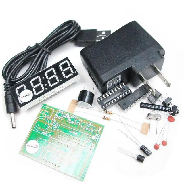 Main image of 0.56 Inch 4 Bit Red Digital Tube Electronic Clock DIY Kit Clock Electronic Production Suite Time Chip AT89C2051