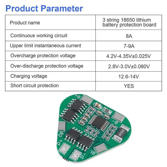 Alt view image 6 of 6 - 3PCS 3S 12V 8A Lithium Battery Protection Board,10.8V 11.1V 12.6V PCB BMS Overcharge Over-Discharge Protection Board Module for 3 Li-ion Cell Pack
