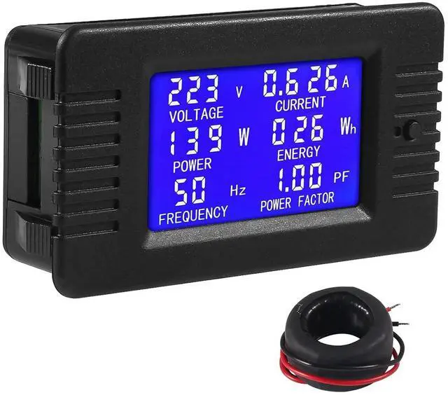 Main image of AC Digital Meter,AC 80-260V 100A LCD Display Digital Current Voltage Power Energy Frequency Power Factor Multimeter Ammeter Voltmeter 100A(Solid Core Current Transformer)